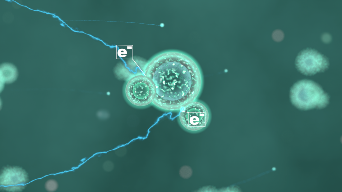 3D Rendering of a visualisation of molecular electrolysis