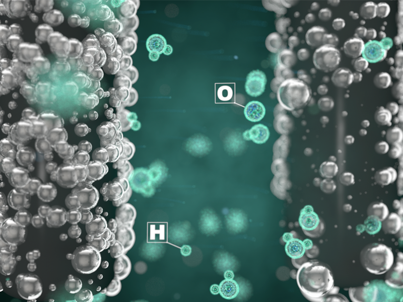 3D Rendering of a visualisation of molecular electrolysis